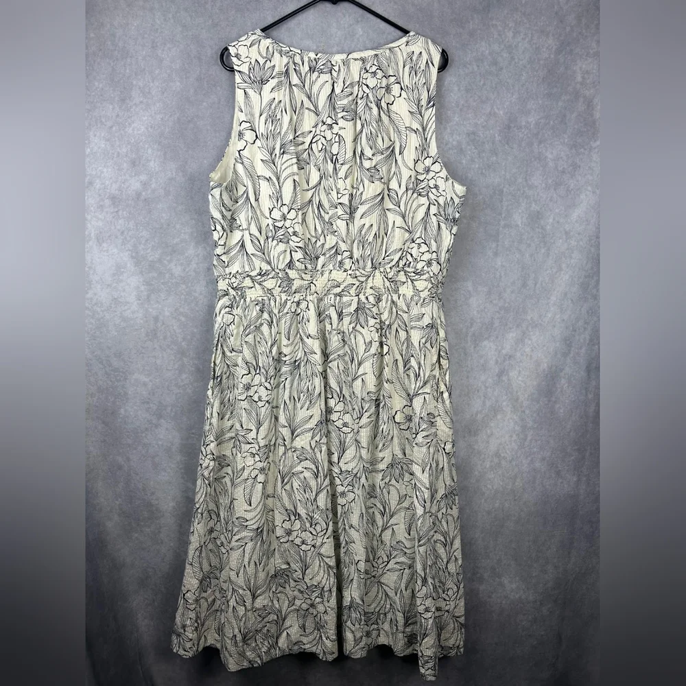 Lane‎ Braynt Seersucker Smocked-Waist Midi Dress Size 16